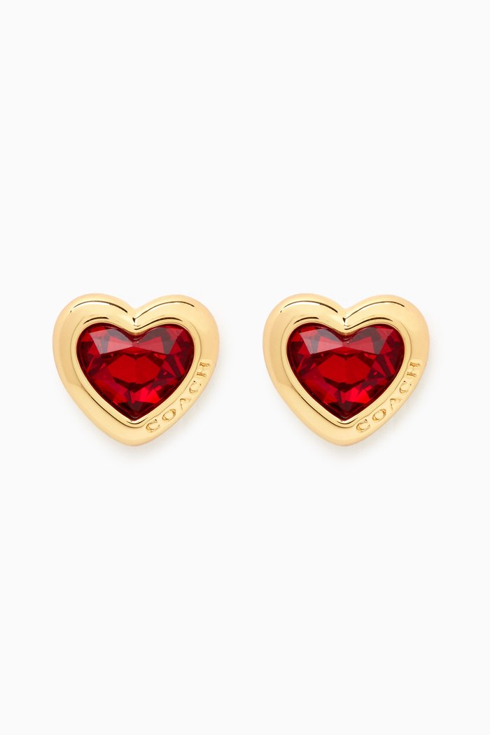 

Heart Studs in Metal, Red