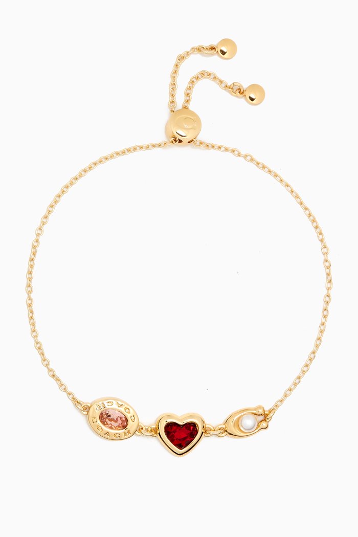 

Signature Stone And Heart Slider Bracelet in Metal, Red