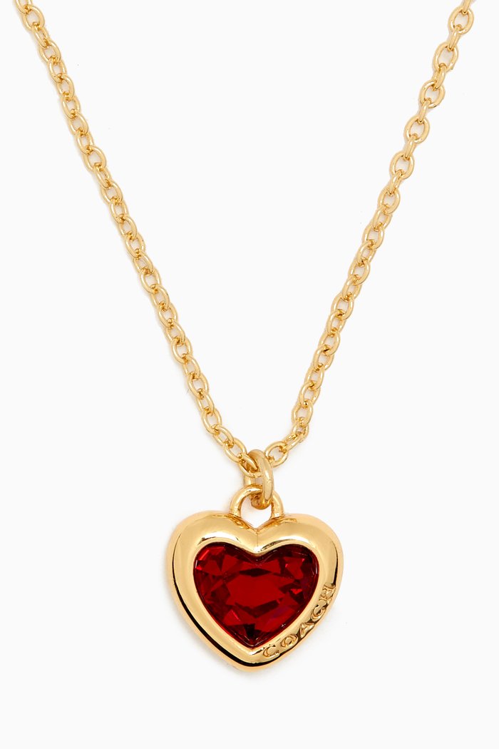 

Heart Pendant Necklace in Metal, Red