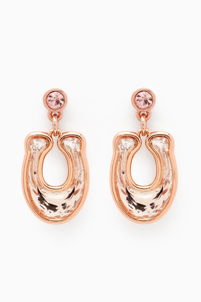 Crystal Drop Earrings in Metal, Pink