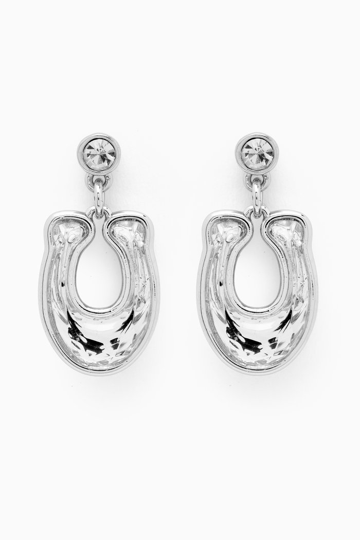 

Crystal Drop Earrings in Plated Brass & Resin, Grey