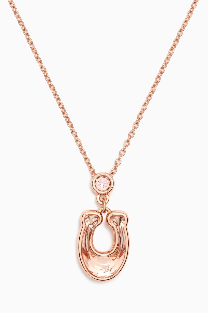 

Crystal Pendant Necklace in Metal, Pink