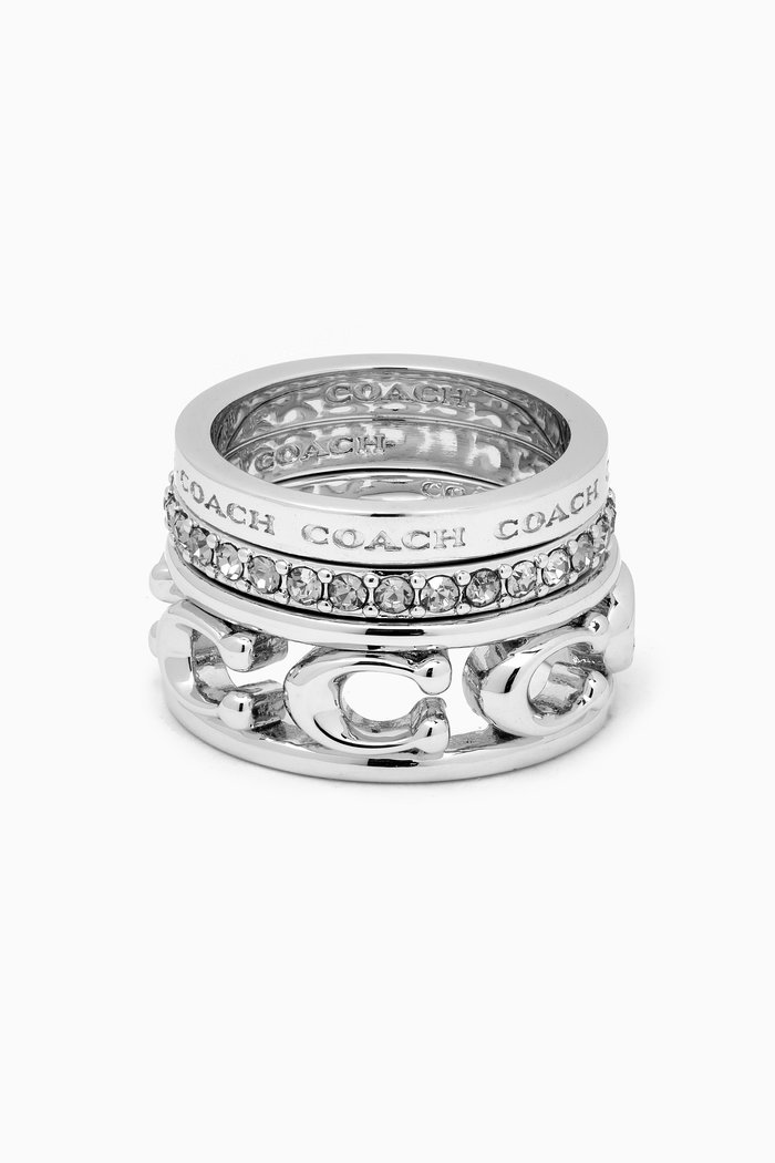 

C Monogram Logo Ring Set, Grey