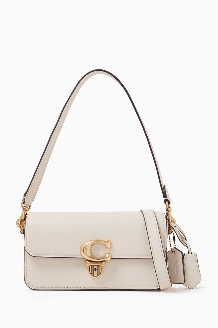 

Mini Studio Baguette Bag in Leather, White