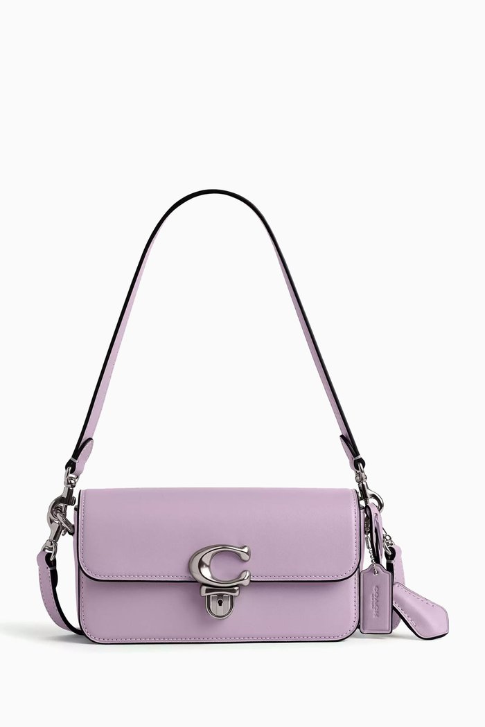 

Mini Studio Baguette Bag in Leather, Purple