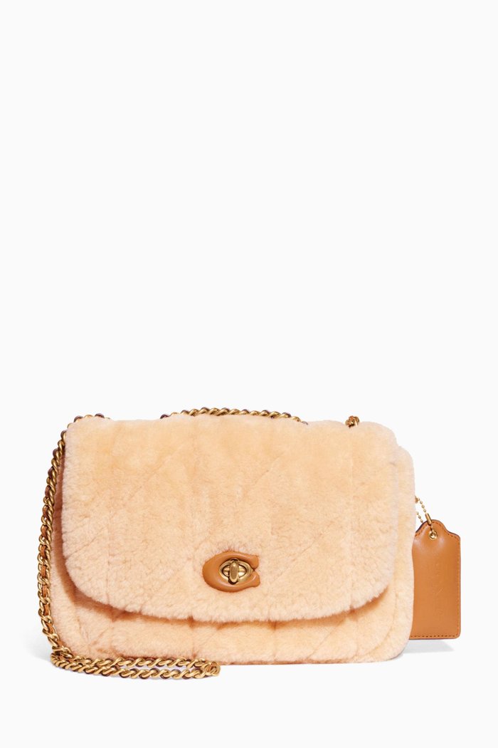 

Pillow Madison Crossbody Bag in Shearling, Neutral