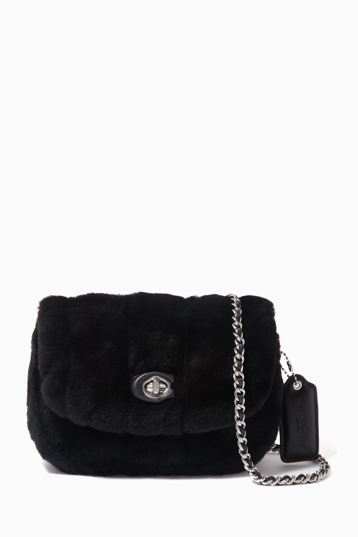 

Pillow Madison 18 Crossbody Bag in Shearling, Black