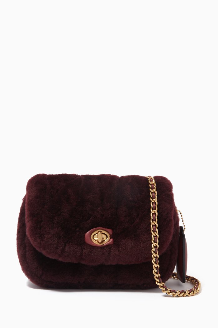

Pillow Madison 18 Crossbody Bag in Shearling, Red
