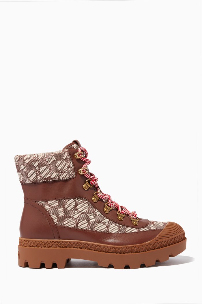 

Talia Lace-up Ankle Boots in Jacquard Suede, Multicolour