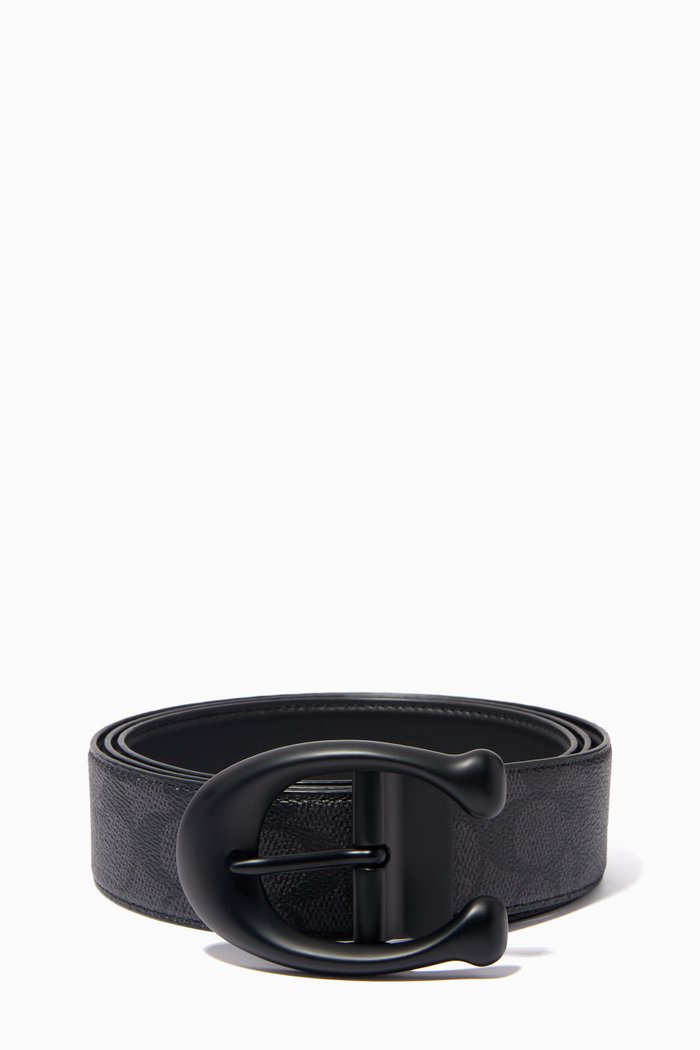 Sculpted C-Buckle Reversible Belt, 40mm, Black