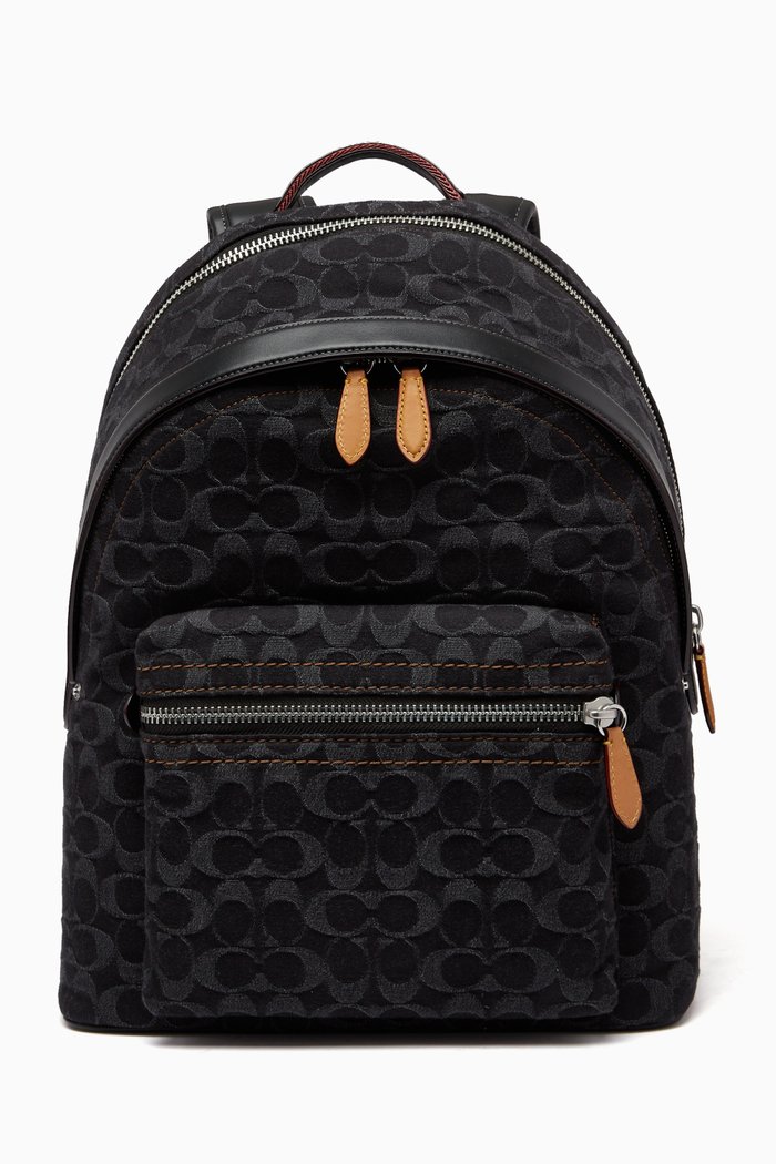Charter Backpack in Signature Denim, Black