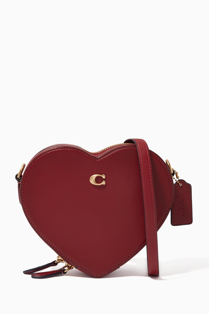 

Heart Crossbody Bag in Glovetanned Leather, Red