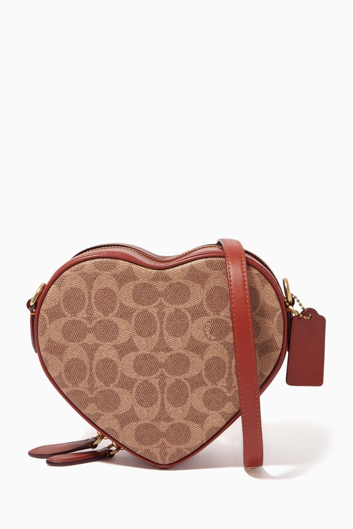 

Heart Crossbody Bag in Signature Canvas, Neutral
