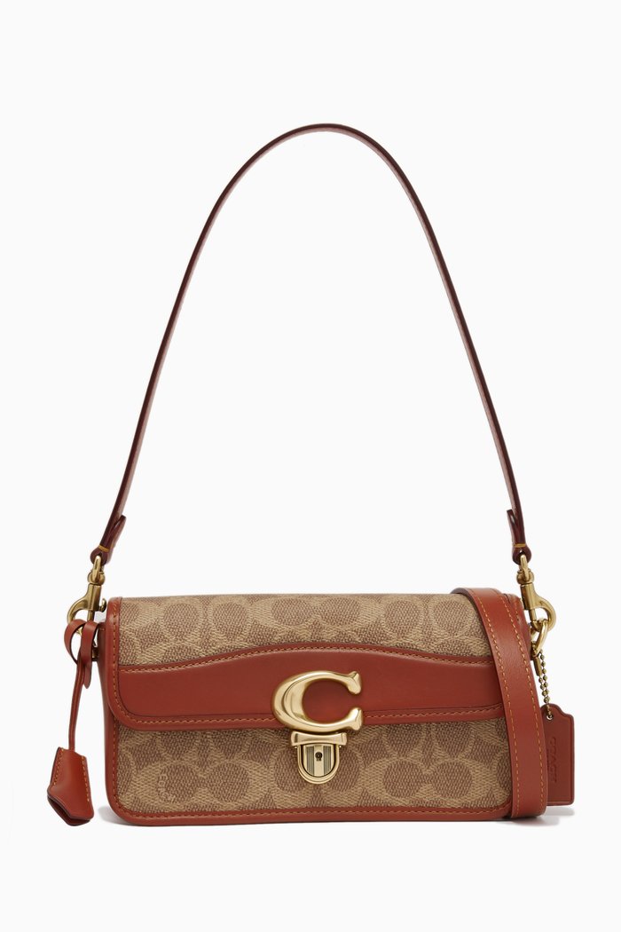 

Studio Baguette Bag in Signature Canvas, Neutral