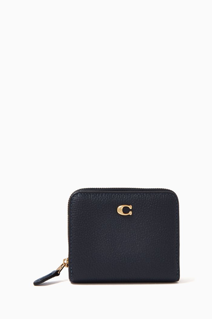 Billfold Wallet in Pebbled-leather, Blue