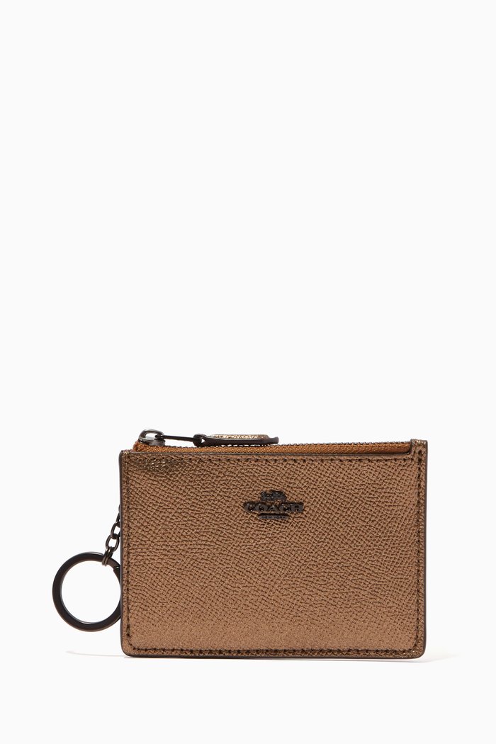 

Mini Skinny ID Case in Metallic Leather, Brown