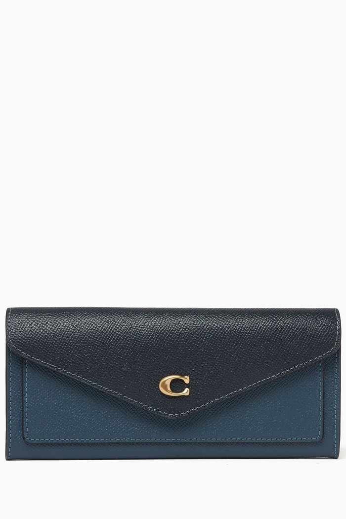 

Wyn Soft Wallet in Crossgrain Leather, Blue