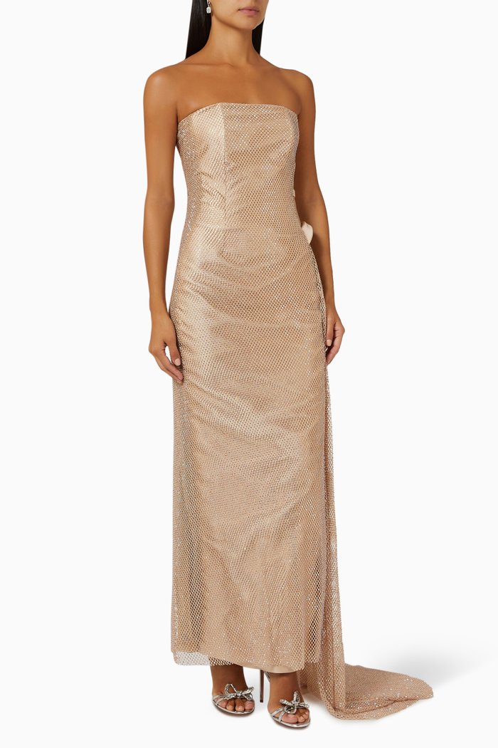 

Strapless Gown in Net, Neutral