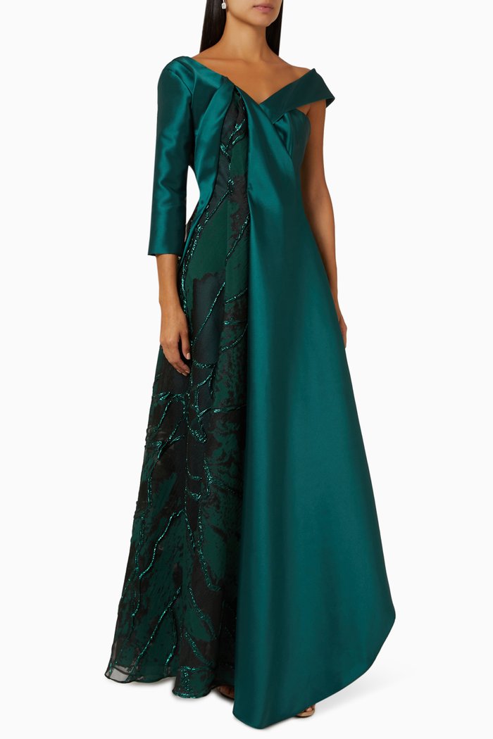 

Textured Gown in Rayon, Green