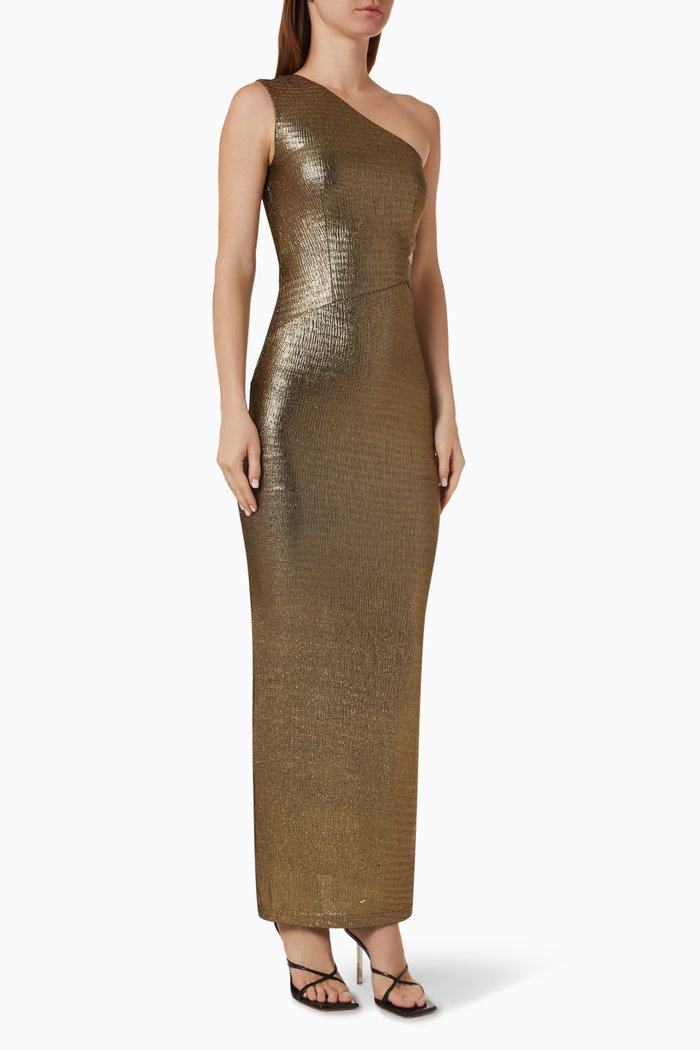 

Mavis One-Shoulder Gown, Gold
