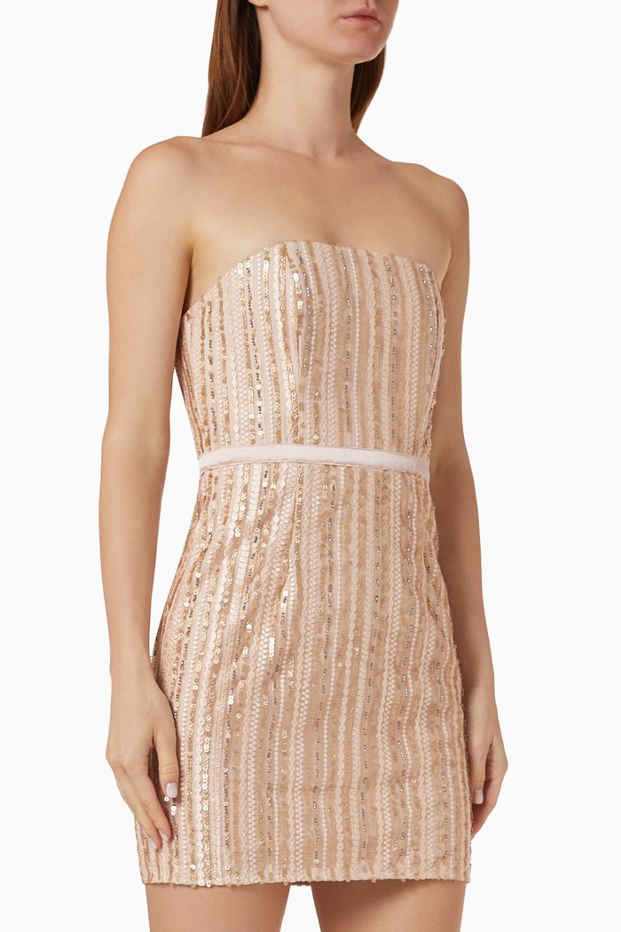 Kyle Mini Dress in Sequins, Neutral
