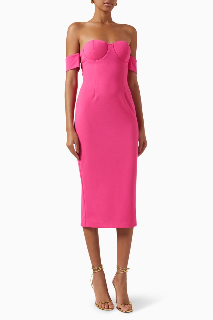 

Vanessa Bustier Midi Dress in Stretch-scuba, Pink