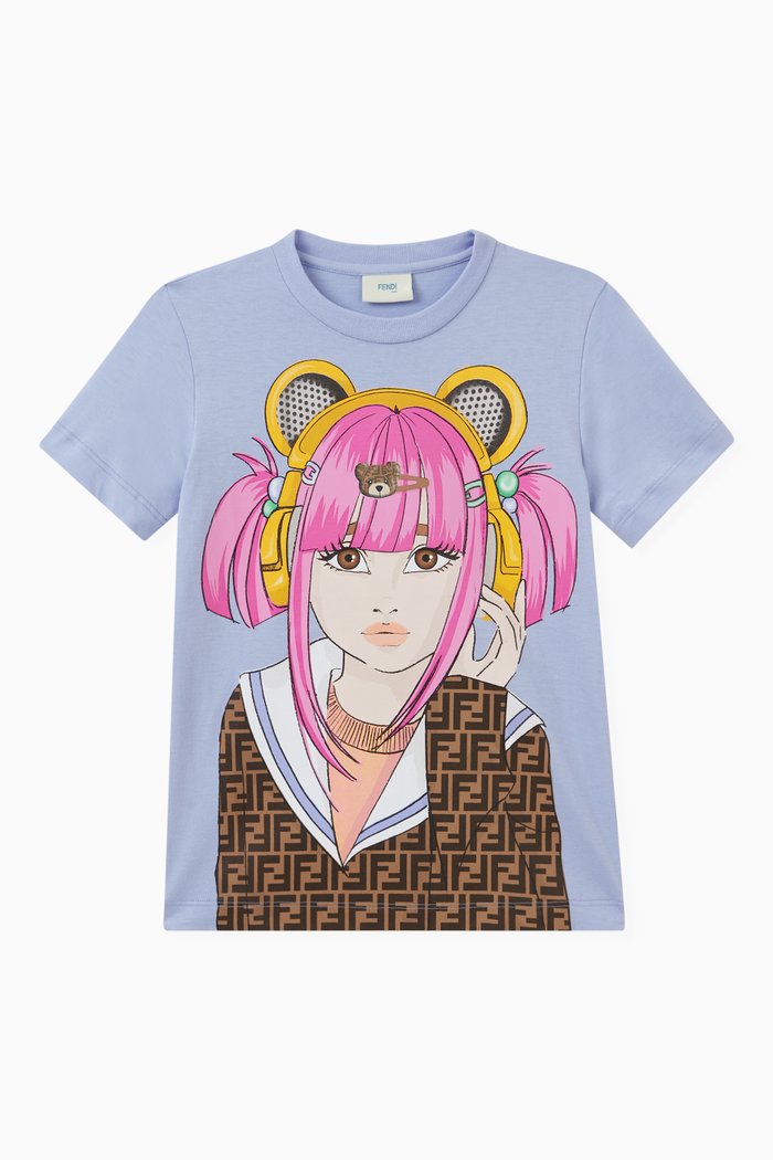 

Graphic Print T-shirt in Cotton, Purple