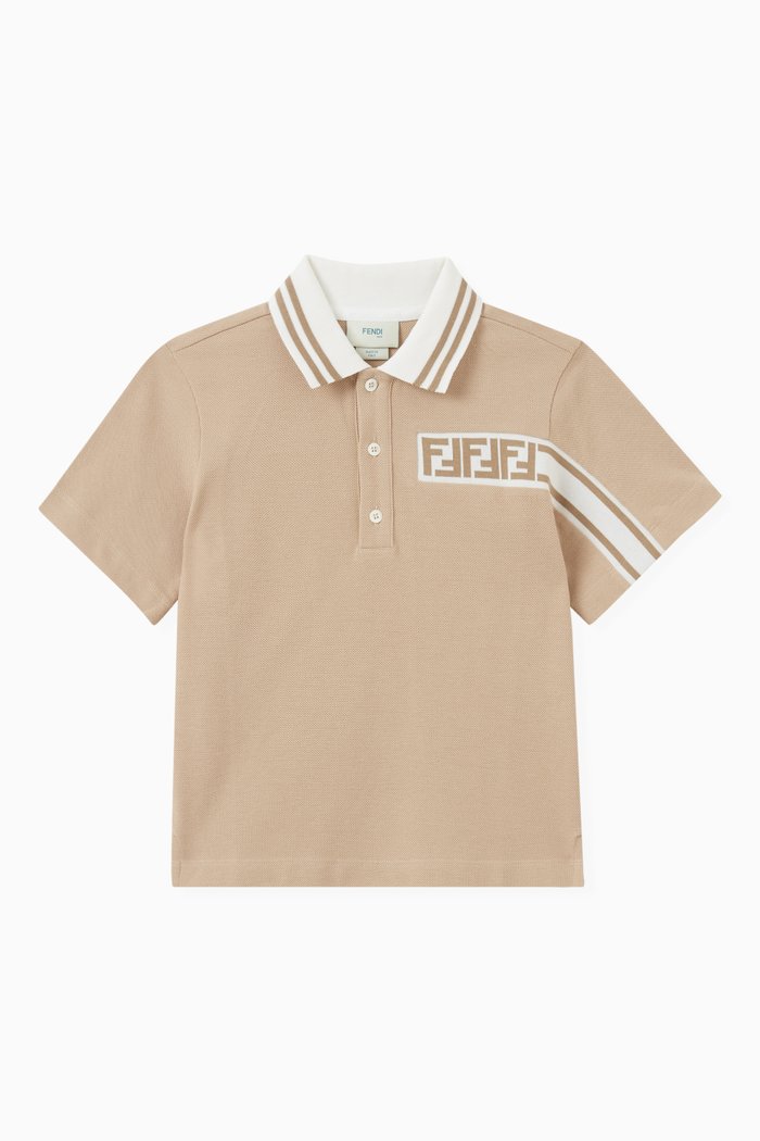 

Logo Stripe Polo Shirt in Cotton, Neutral