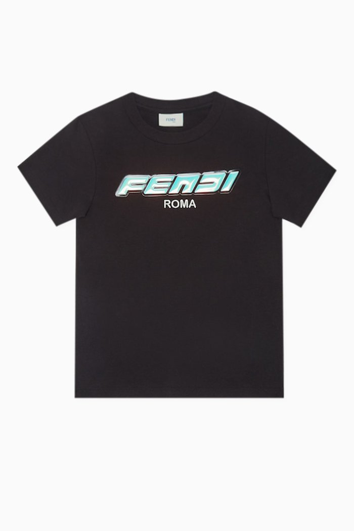 

Contrasting Logo Print T-shirt in Cotton, Black