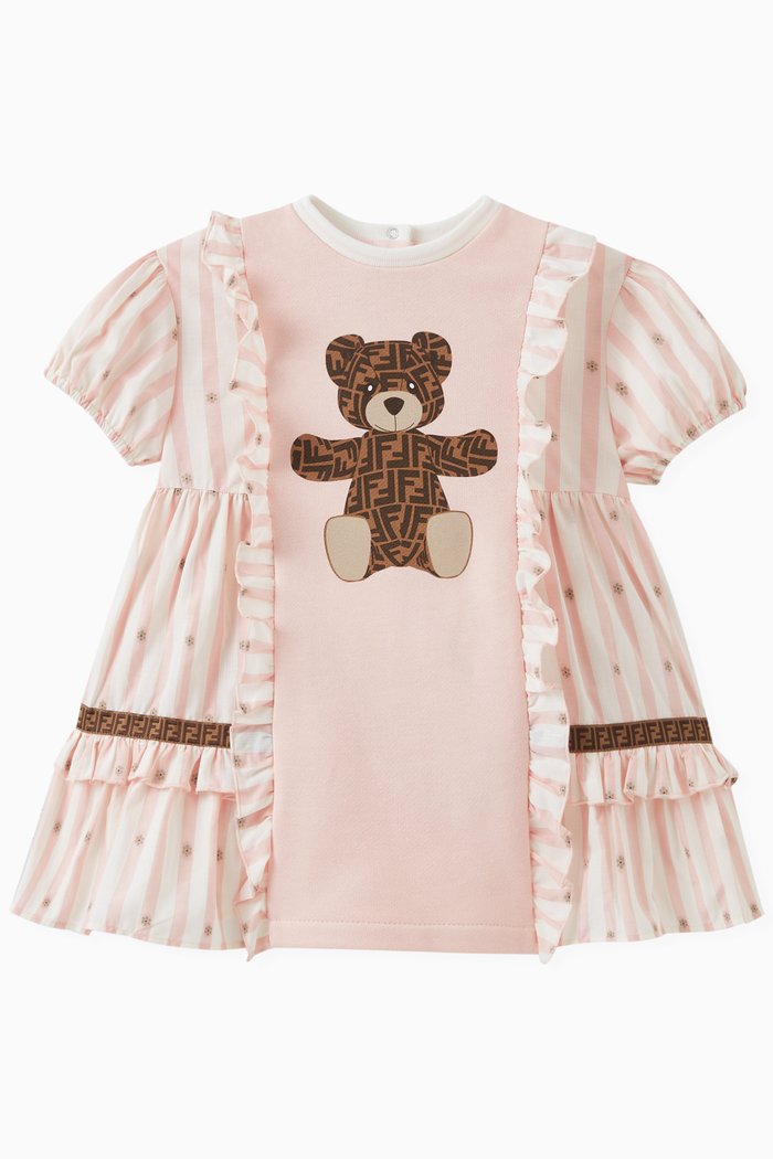 

Teddy Print Dress in Cotton, Pink