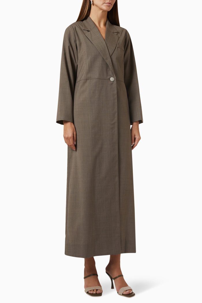 

Long Sleeve Jacket Abaya, Brown