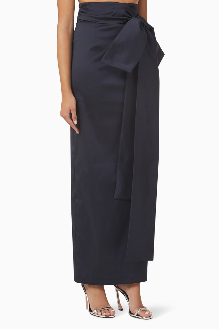 Bernard Maxi Skirt in Taffeta, Blue
