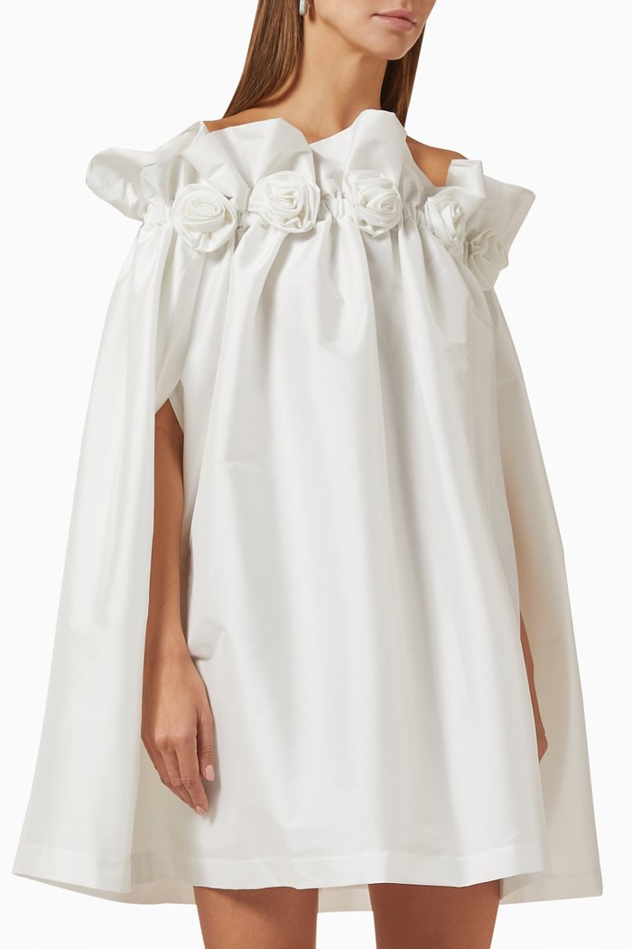 Tilly Mini Dress in Taffeta, White