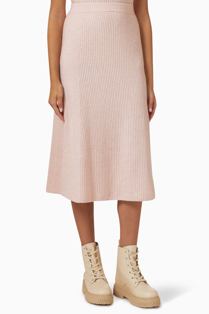 

122 Jandana Midi Skirt in Rib-knit, Pink