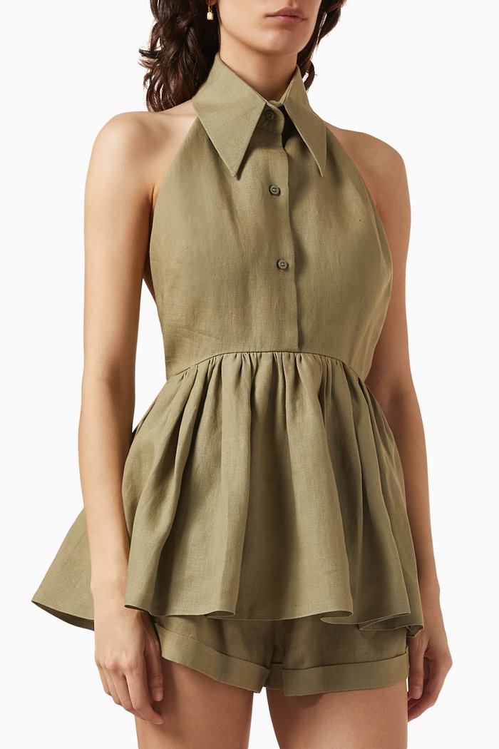 

Aida Sleeveless Top in Linen, Brown