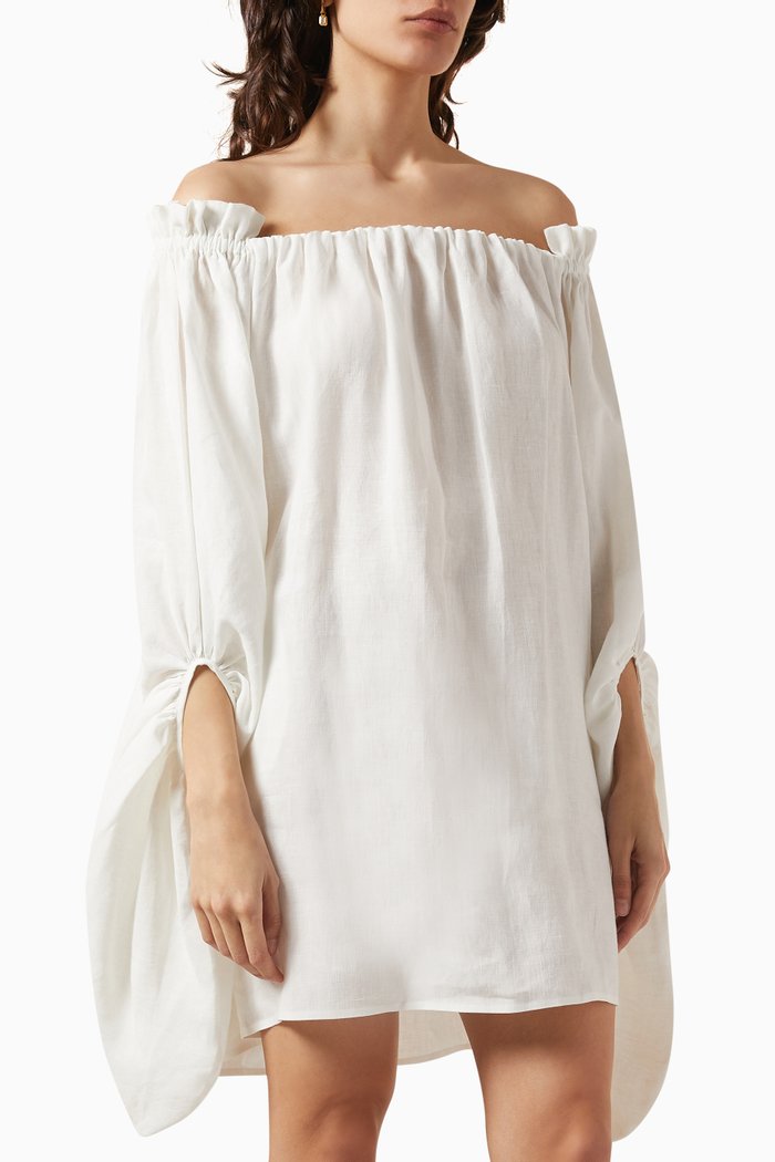 

Kendra Mini Dress in Linen, White