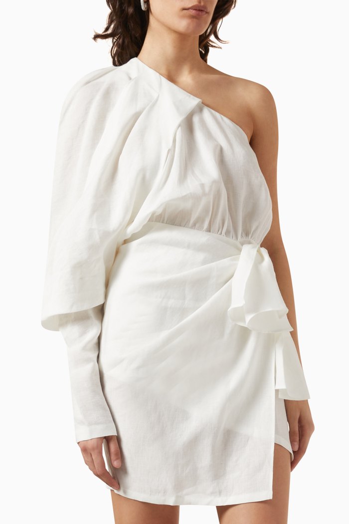 

Galilea Mini Dress in Linen, White