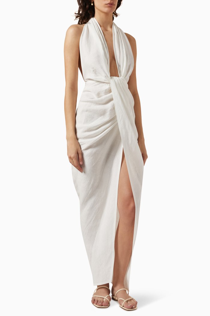 

Athena Dress in Linen, White
