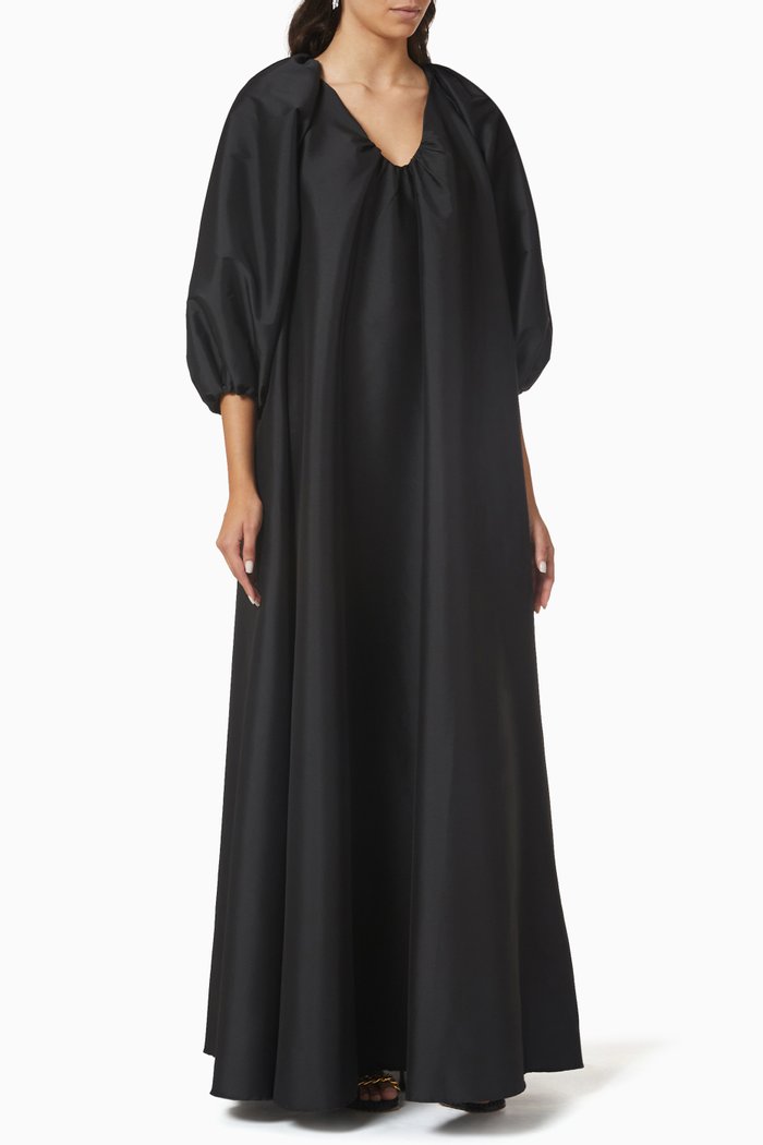 

George V-neck Maxi Dress in Taffeta, Black