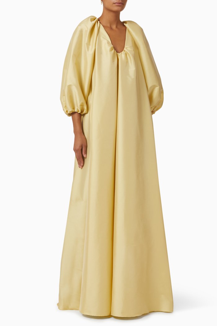 

George V-neck Maxi Dress in Taffeta, Yellow