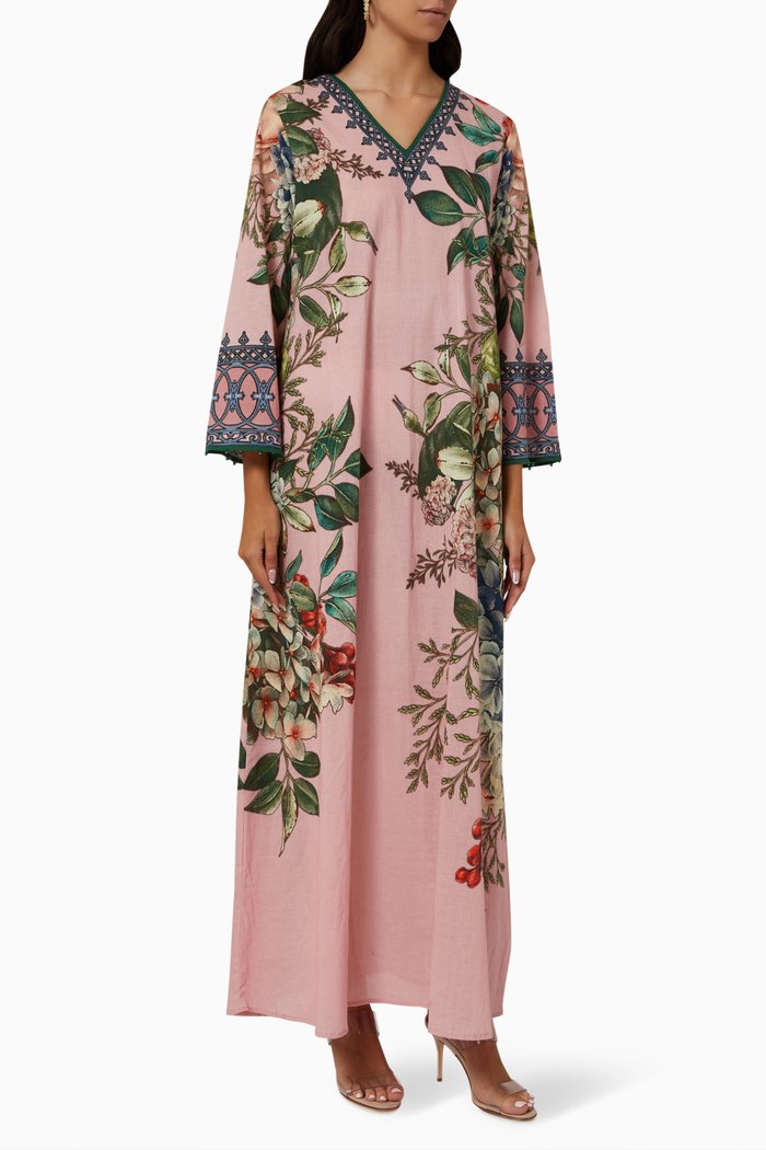 

Printed Jalabiya in Voile, Pink