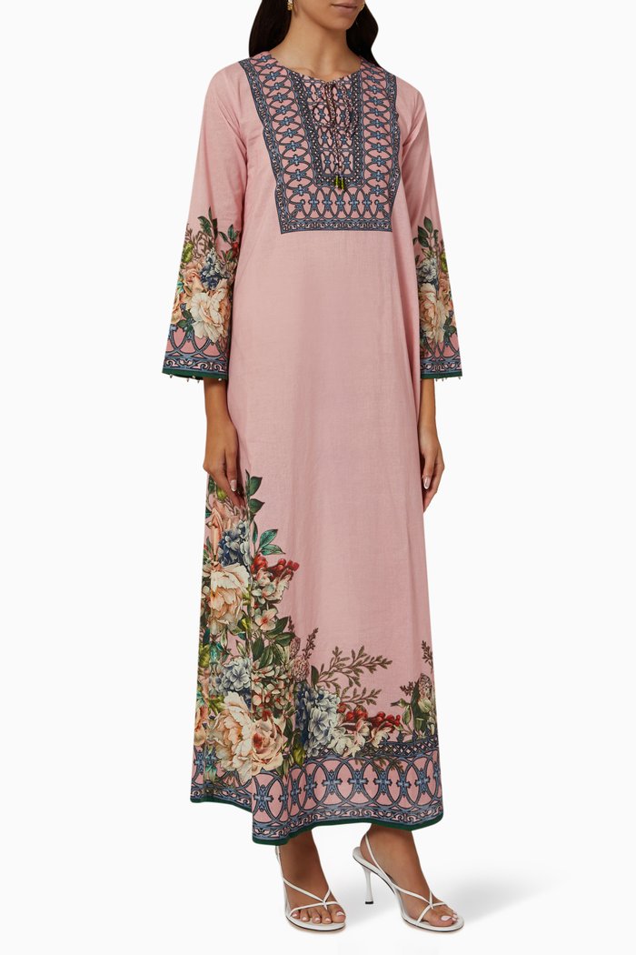 

Printed Jalabiya in Voile, Pink