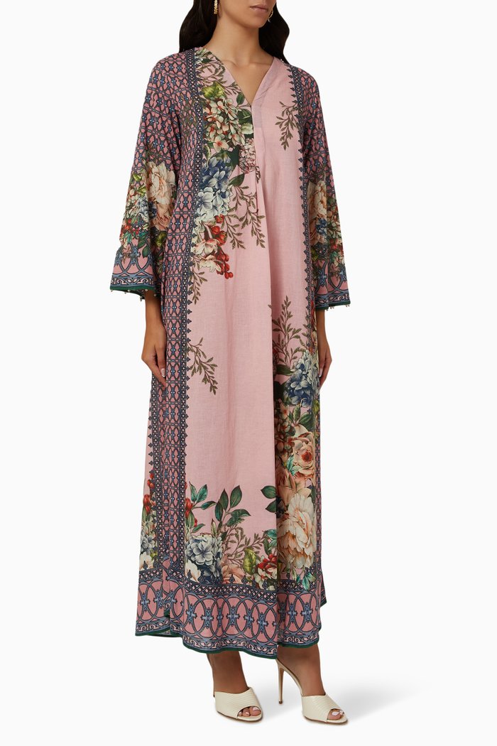 

Printed Jalabiya in Voile, Pink