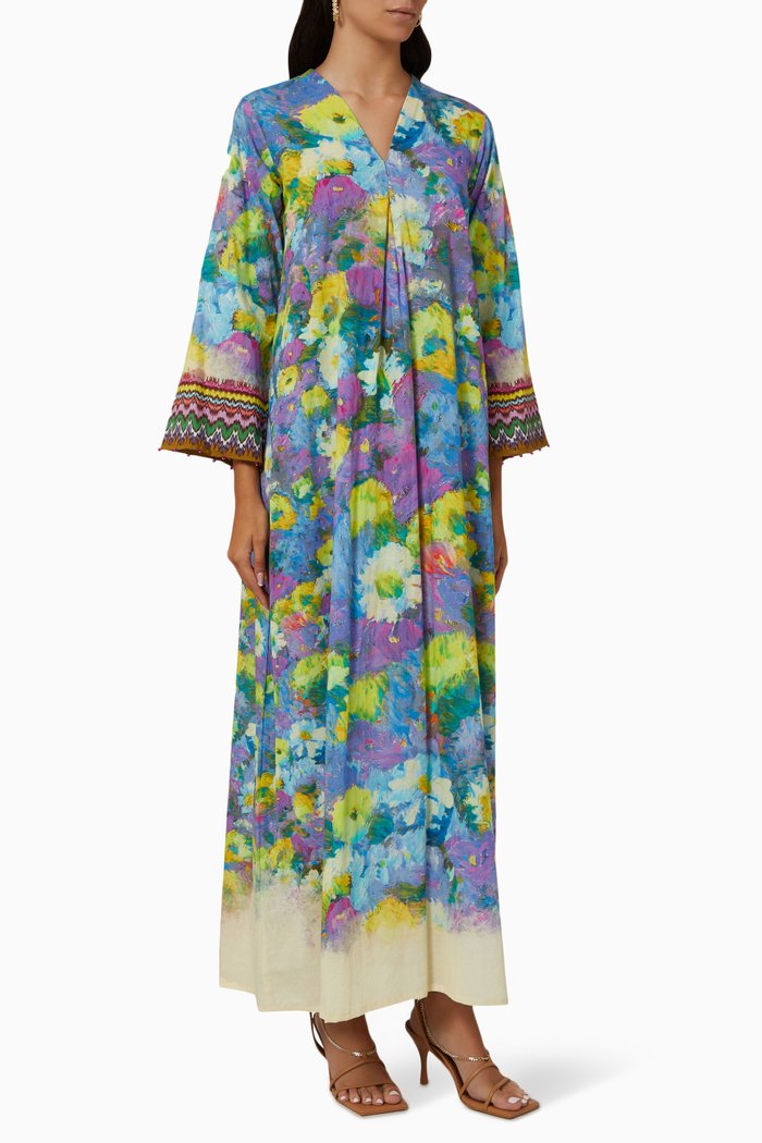 

Printed Jalabiya in Voile, Multicolour