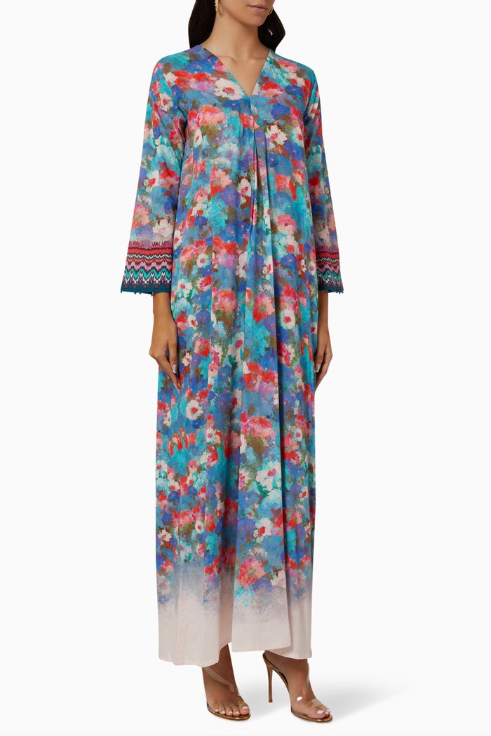 

Printed Jalabiya in Voile, Blue