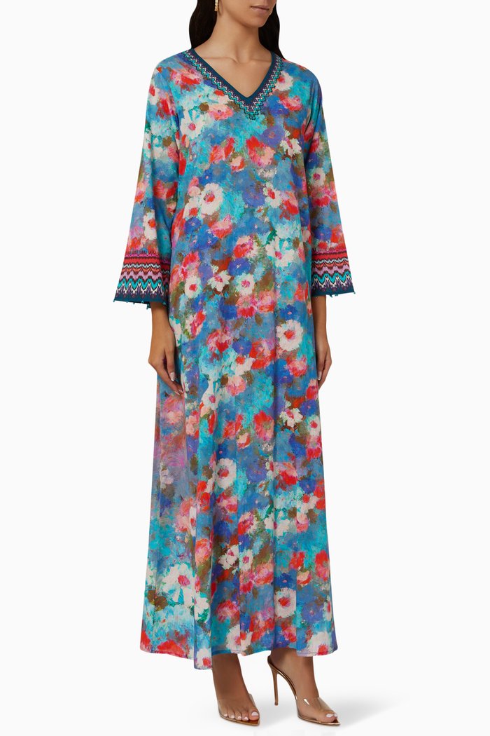 

Printed Jalabiya in Voile, Blue