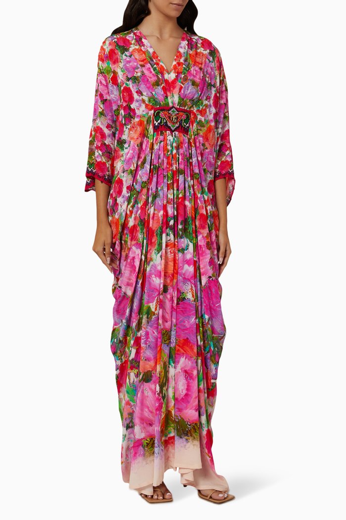 

Belted Kaftan in Crepe, Pink