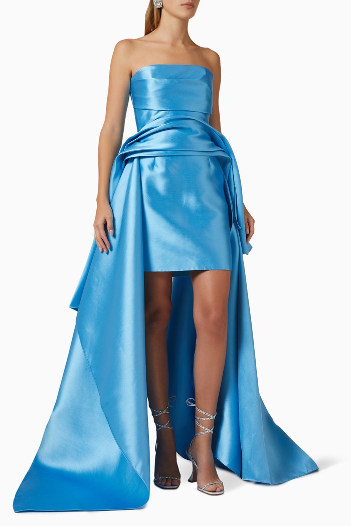 Sydney Mini Dress in Crepe, Blue
