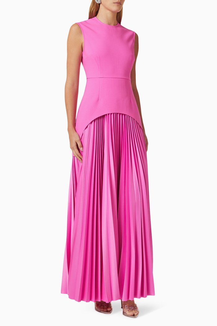 

Sofija Pleated Maxi Dress in Crepe, Pink
