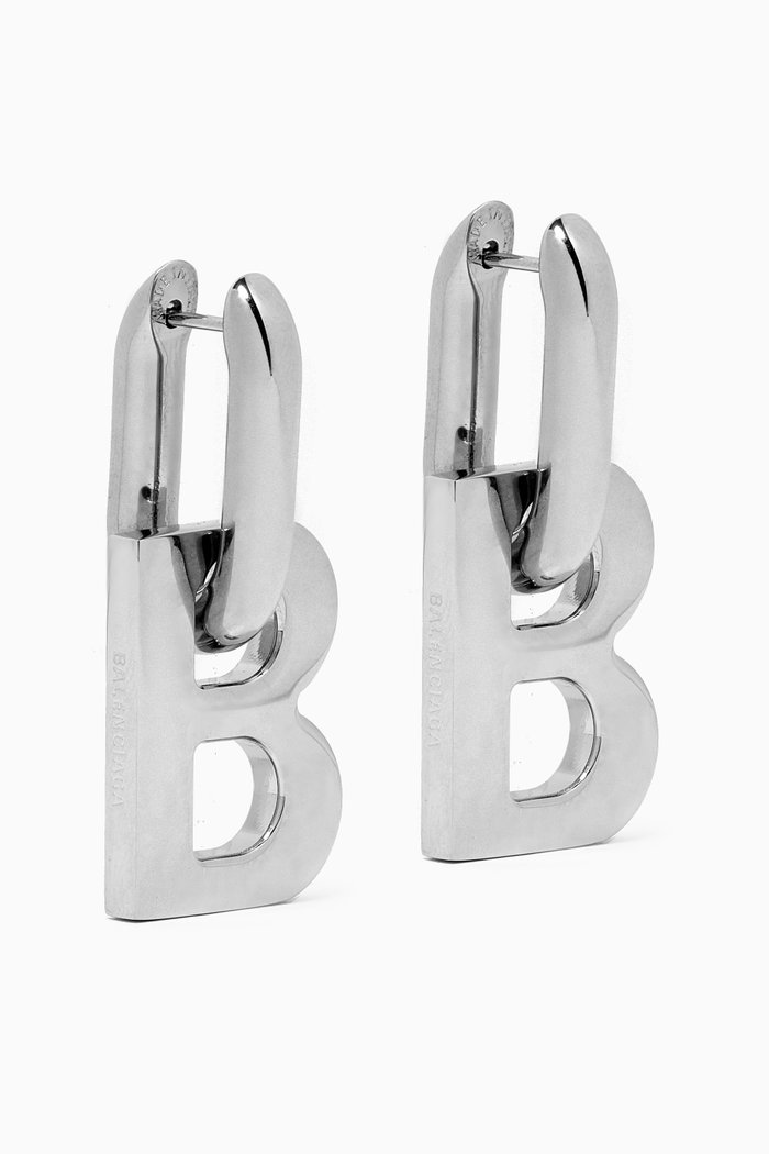 

B Chain XL Earrings in Silver-tone Metal